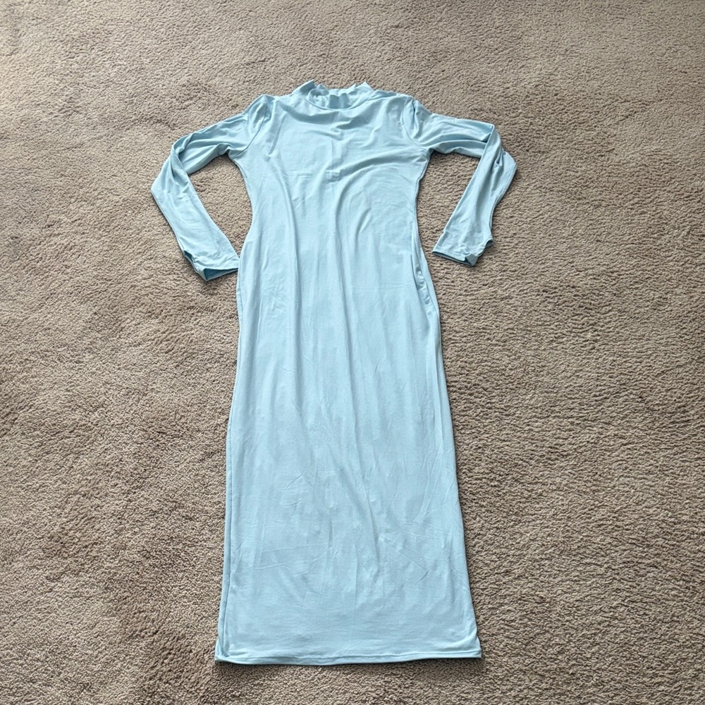 Fashion Nova Light Blue Long Sleeve Dress